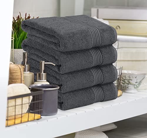 Utopia Towels Premium 100% Combed Ring Spun Cotton Bath Towels, Ultra Soft and Highly Absorbent, 27 by 54 inches, Large Bath Towels, 4 Pack, Grey — view 8