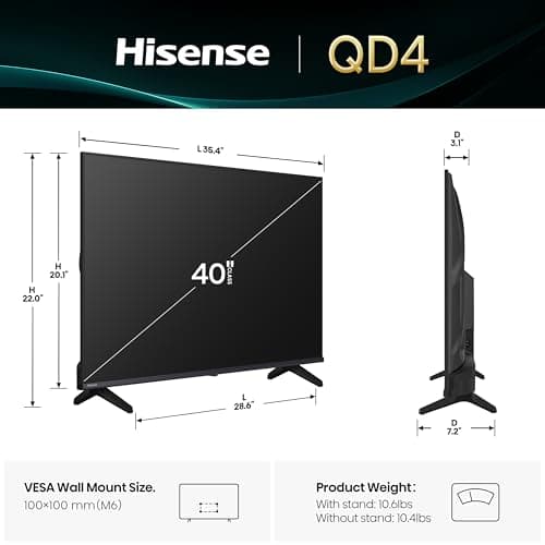 Hisense 40-Inch Class QD4 Series Hi-QLED FHD Smart Fire TV (40QD4QF) - Quantum Dot Color, DTS Virtual: X, Alexa Built in, Slim Bezel Design — view 2