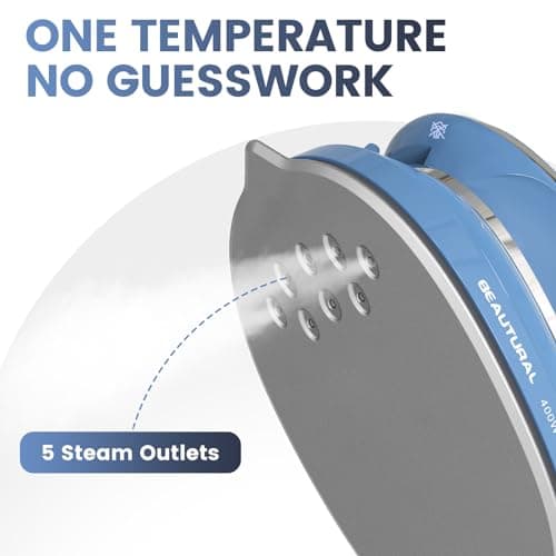 BEAUTURAL Mini Travel Steam Iron for Clothes with Dual Voltage, Non-Stick Soleplate, One Temperature Technology, Detachable Water Tank, Ideal for Sewing, Quilting and Handcraft — view 3