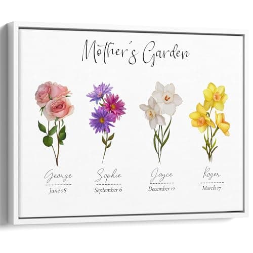 Mothers Day Gifts - Unique Gifts for Mom from Daughter Son with Birth Month Flowers and Names - Anniversary Christmas Birthday Gifts for Mom Grandma - Gift Wrapping Available — view 3