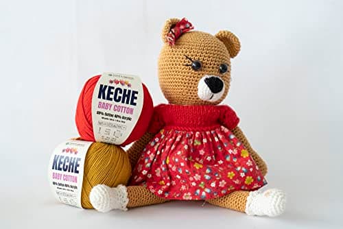 Keche Baby Cotton, 60% Cotton 40% Acrylic Yarn, Soft Cotton Yarn for Crochet and Knitting, Amigurumi Yarn 1 Skein/Ball 1.76 Oz (50g) / 180 Yrds (165m) - Light Blue — view 4
