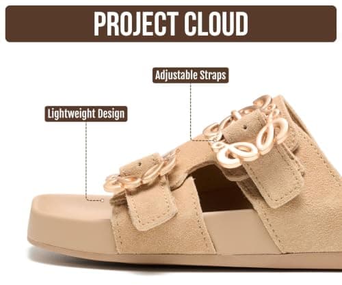 Project Cloud 100% Genuine Leather Dressy Flat Sandals for Women (Velora) — view 2