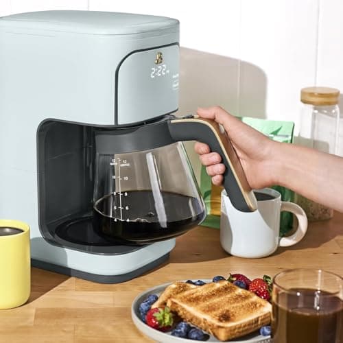 B - 12-Cup Programmable Coffee Maker with Touch Controls, Auto Brew Timer, Reusable Filter, Large Glass Carafe, Countertop Coffee Machine (Hydrangea) — view 4
