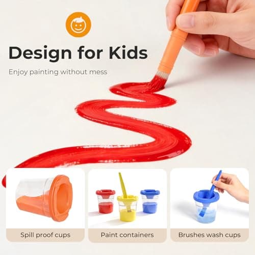 Nicpro 12 Colors Washable Finger Paint Set for Toddlers (2 oz), Non Toxic & Baby Safe Kids Paint with Paint Cups & Toddler Paintbrushes, Mess Free Art Supplies for Children Age 3 4 5 6+, Preschool Learning & Classroom Gifts — view 3