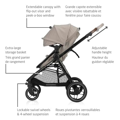 Maxi-Cosi New Generation Zelia Luxe 5-in-1 Modular Travel System, Carriage Mode, Reversible Toddler Seat, Mico Infant Car Seat (included), Enhanced All-Terrain Wheels, Use from Birth – New Hope Tan — view 7