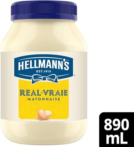 Hellmann's Real Mayonnaise ideal with fries burgers and salads made with Canadian free-run eggs and canola oil, 890 ml (Pack of 1)