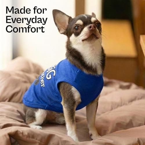 Parisian Pet Dog T-Shirt with Embroidered ' Big Brother ' Words - 100% Cotton, Big Brother Dog Shirt - Sleeveless Pet Vest - Machine Washable Blue Dog Shirts for Small Dogs XXS — view 4