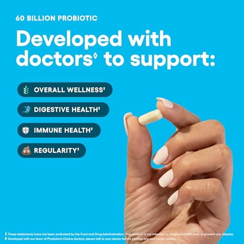 Physician's CHOICE Probiotics 60 Billion CFU - 10 Strains + Organic Prebiotics - Immune, Digestive & Gut Health - Supports Occasional Constipation, Diarrhea, Gas & Bloating - for Women & Men - 30ct — view 2