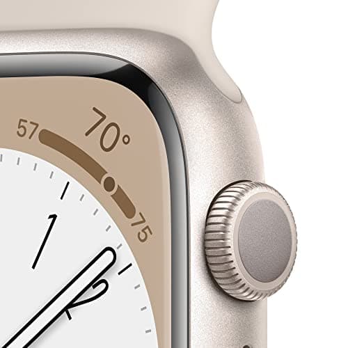 Apple Watch Series 8 [GPS, 41mm] - Starlight Aluminum Case with Starlight Sport Band, S/M (Renewed) — view 2