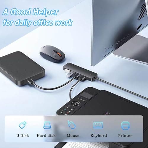 USB Hub 4 Port, VIENON USB 3.0 Hub USB Splitter for Laptop, USB Port Extender USB A Hub for PC, Desktop, Xbox, PS4, Flash Drive, Printer, Keyboard, Mouse, HDD, Plug and Play — view 4