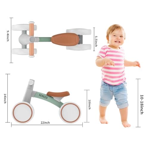 SEREED Baby Balance Bike for 1-2 Year Olds - 4 Wheels, First Bike for Toddlers, Birthday Gift (Green) — view 2