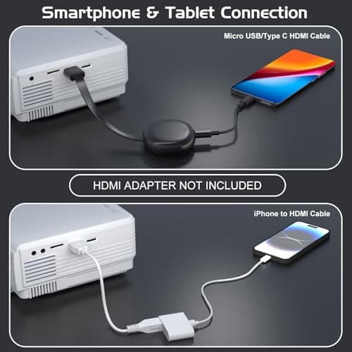 【Projector Screen Included】 1080P Mini Projector with Two-Way Bluetooth, 50% Zoom, Portable Outdoor Movie Projecteur, Compatible with TV Stick, Video Games, HDMI, USB, Smartphone — view 4