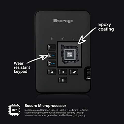 iStorage diskAshur2 HDD 2TB Black | Secure portable hard drive | Password protected | Dust & water resistant | Hardware Encryption — view 3