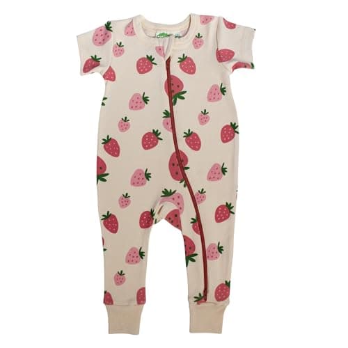 Parade Organic Signature Print '2-Way' Zip Romper - Short Sleeve Strawberries 12-18 Months