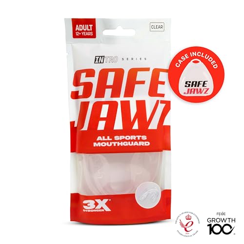 SAFEJAWZ Mouthguard Strapless Slim Fit, Adults and Junior with Case for Boxing, Basketball, Football, MMA, Martial Arts, Hockey and All Contact Sports (Adults (12+ Years), Clear) — view 5