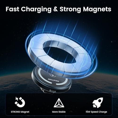 OHLPRO for MagSafe Car Mount Charger iPhone Wireless Car Charger, Stick on Dashboard Magnetic Phone Holder Mount for iPhone 17 Pro Max 16 15 14 Series, 15W Fast Charging, Aluminum Shell — view 4