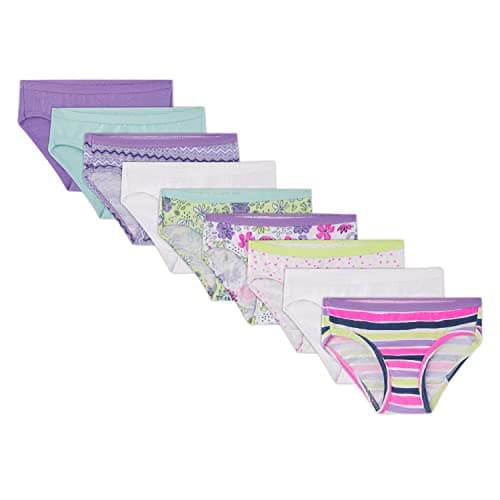 Fruit of the Loom Girls Assorted Cotton Hipster, 9 Pack