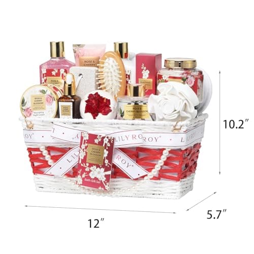 Mothers Day Gifts for Women - Rose & Cherry Blossom Bath and Body Gift Basket Set for Mother Spa Gift Set for Women - 19-Piece Bath & Body Care Kit | Mothers Day Gift for Mom, Christmas Gifts, Valentines Day, Gift for Wife — view 6