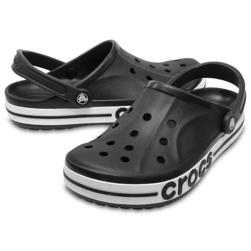Crocs Unisex-Adult Bayaband Clogs, Black/White, 7 Men/9 Women