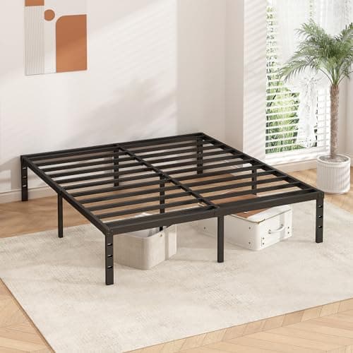 HLIPHA Metal Platform Bed Frame 18 Inch Tall,No Box Spring Needed,Queen Size Bed with Heavy Duty Strong Support Slats,Easy to Assemble,Black — view 5
