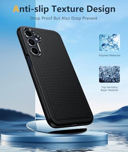 FNTCASE for Galaxy A17/A16 5G Phone Case - Samsung A17 Military Grade Drop Protection, 14ft Drop Tested, Screen Protector Included, Anti-Slip Matte Textured, TPU+PC Dual Layer Shockproof Cover (Black) — view 2