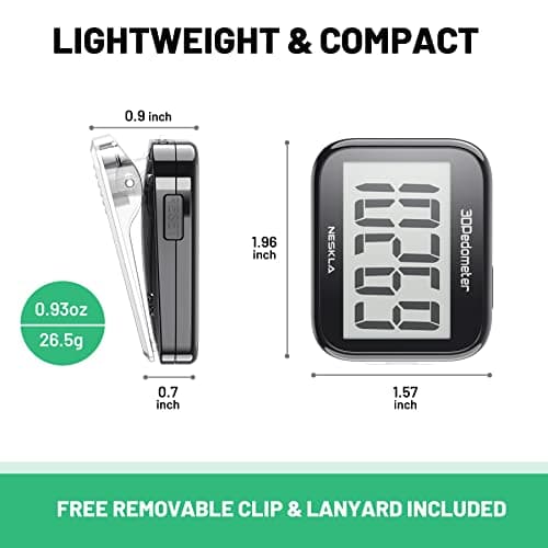 3D Pedometer for Walking, Simple Step Counter with Large Digital Display, Step Tracker with Removable Clip Lanyard, Accurately Track Steps for Men Women Adults Seniors- Black — view 5