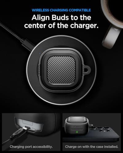 Spigen for Samsung Galaxy Buds 4 Pro Case/Galaxy Buds 4 Case (2026), Rugged Armor Drop-Protection Cover with Carabiner - Matte Black — view 5