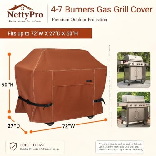 NettyPro Grill Cover Heavy Duty Waterproof 72 inch, Outdoor 3-5 Burners Gas BBQ Cover for Outside Weber, Char-Broil, Brinkmann, Nexgrill Large Barbecue, Black — view 4