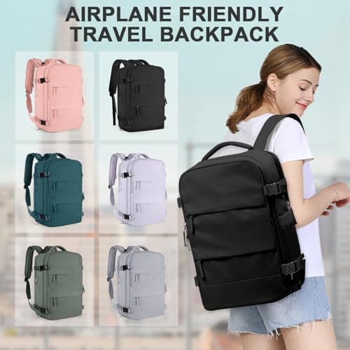 coowoz Travel Backpack For Women Men,Carry On Backpack,Hiking Backpack Waterproof Outdoor Sports Rucksack Casual Daypack Travel Essentials(Black) 25L — view 6