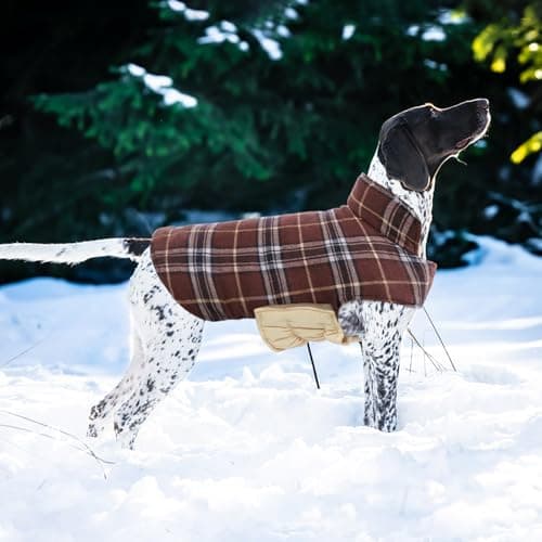Kuoser Waterproof Dog Coat, Reversible Dog Jacket for Large Dogs, Adjustable Durable Doggie Winter Coat for Groowing Puppies Warm Puppy Cold Weather Apparel, Brown M — view 5