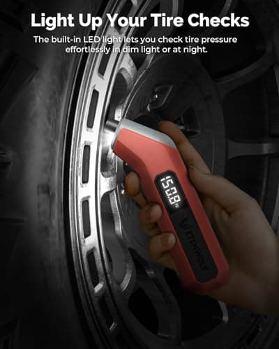 ETENWOLF T300 Digital Tire Pressure Gauge 3-200 PSI, Industrial Tire Gauge Calibrated to ANSI B40.7 Grade 2A(Plus-Minus 0.5%), Replaceable AAA Batteries (Vivid Orange) — view 3