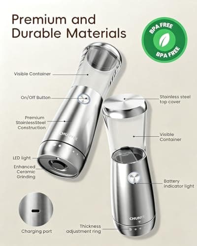Electric Salt and Pepper Grinder Set - Automatic Stainless Steel Rechargeable Salt and Pepper Grinder Set with Storage Base, Large Capacity, LED Light & Adjustable Coarseness, Ideal Kitchen Gadget — view 5