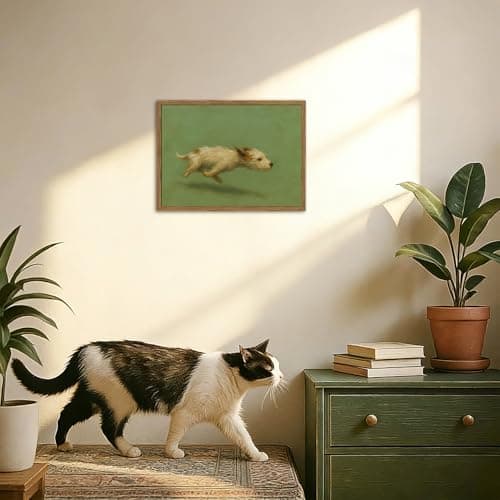 Funny Dog with Zoomies Wall Art Cute Terrier Dog Running Wall Decor Picture Vintage Animal Poster Canvas Painting Print Cute Pet Artwork for Living Room Bedroom 12x16 inch Wood Framed — view 6
