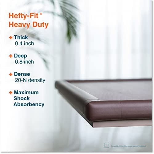 Roving Cove HeftyFit Corner Protector for Baby (4 Large Corners), Heavy-Duty Soft Rubber Foam Furniture Corner Bumper Guards, 3M Adhesive Pre-Taped, Coffee Brown — view 2
