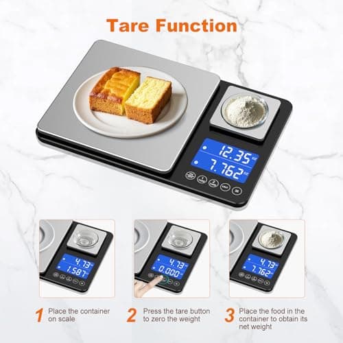 KUAIVO 0.001oz/33lbs Dual Platform Food Kitchen Scales Digital Weight Grams and Ounces, Two Precisions Kitchen Scale for Sourdough Bread, Baking and Cooking with 7 Units Tare, Accumulation Functions — view 3