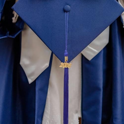 MAGICLULU 10pcs 2026 Graduation Tassels with Gold Year Pendant - Blue Academic Hat Fringe for Senior Ceremony, Polyester Cap Accessories for High School College University
