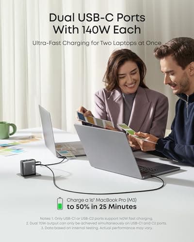 Anker 140W 4-Port GaN MacBook Charger, USB C Charger Block with Display — view 2