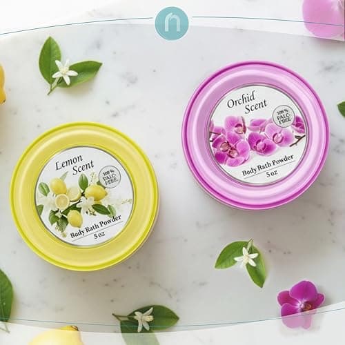 R-NEU Body Powder for Women with Powder Puff, 100% Talc-Free, Luminous Lemon Scented Dusting Powder, After Bath for Soft Skin, Extra Large, (2 Pack, 5oz Each) — view 4