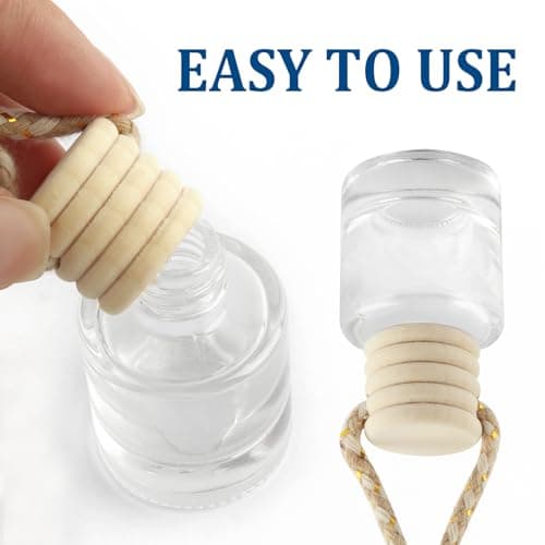 5PCS Car Air Fresheners Hanging Bottle with Wooden Cap and Rope,Empty Glass of Car Diffusers for Essential Oils Replacement,Car Accessories Car Perfume Air Freshener Bottle — view 4