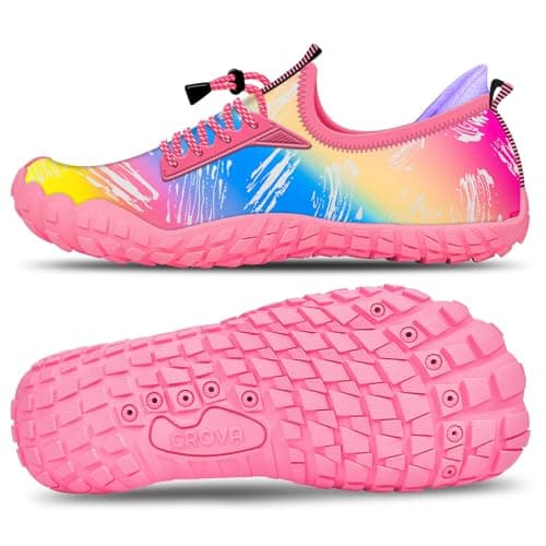 CROVA Built-in Heel Grips Water Shoes for Kids Girls Boys Hiking Shoes Wide Barefoot Swim Beach Pools Slip-On Quick Dry Lightweight for Big Little Kids Toddler