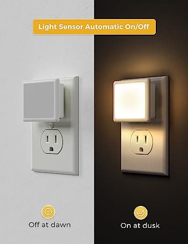 L LOHAS LED Night Lights Plug into Wall 2-Pack, 0.3W Plug in Night Light, Dusk to Dawn, 3000K Soft White, Bright Nightlight Auto-On/Off, for Adults Kids Room Bedroom Bathroom Hallway Kitchen, Non-Dim — view 2