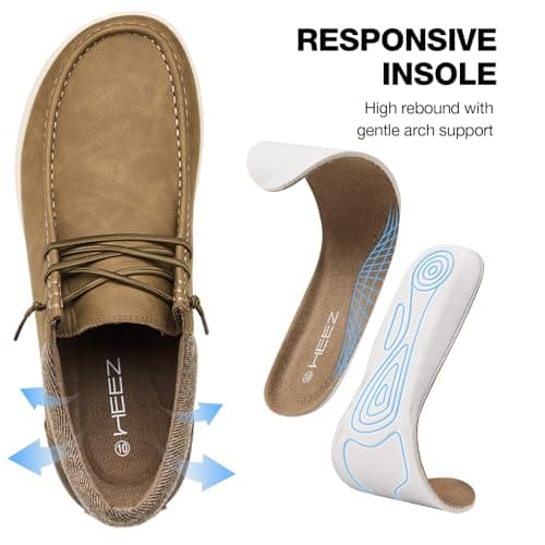HEEZ Men's Slip On Loafers, Wide Toe Comfortable Casual Shoes for Men Lightweight, Leather Loafer Shoes for Everyday Office Work Travel — view 4