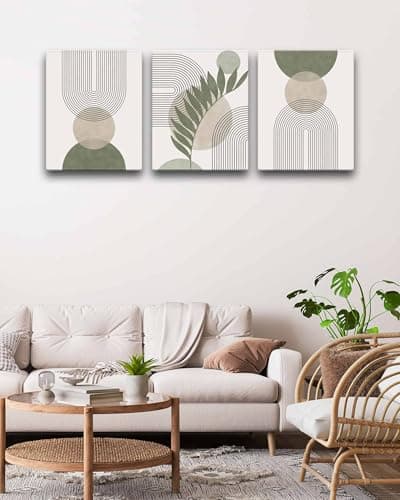 HesenDot Sage Green Boho Framed Wall Art Set of 3, 30x40CM Wrapped Canvas — view 5