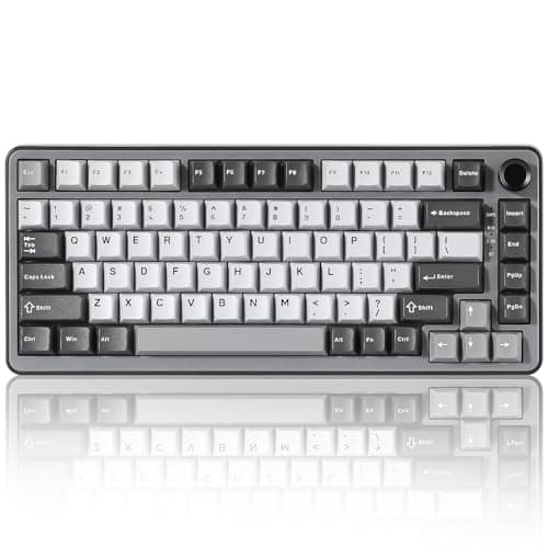 YUNZII B75 PRO Wireless Mechanical Keyboard,75% Layout with Knob,Hot Swap Gasket Structure,Creamy Pre-lubed Switches,RGB Backlit,Bluetooth/Type-C/2.4G for Win/Mac(Dark Grey, Cocoa Cream V2 Switch)