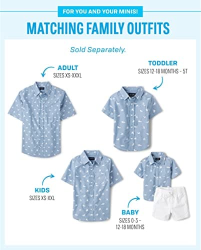 The Children's Place,Family Matching Short Sleeve Button Down Shirt, Dad and Son,Boys,Western Print,6-9 Months — view 3