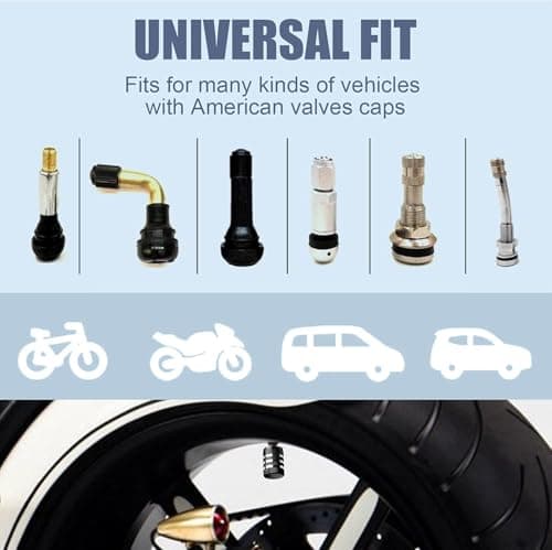 Tire Valve Stem Cap Cover - (5 Pack) Tire Air Cap Metal with Plastic Liner Corrosion Resistant Leak-Proof American Flag for Car Truck Motorcycle Bike Black — view 4