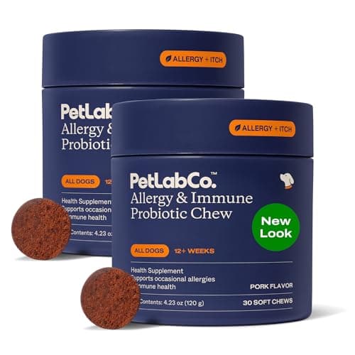 PetLab Co. Allergy & Immune Probiotics for Dogs, Support Seasonal Allergies, Gut & Digestive Health - Pork Flavor - 30 Soft Chews - Pack of 2 - Packaging May Vary