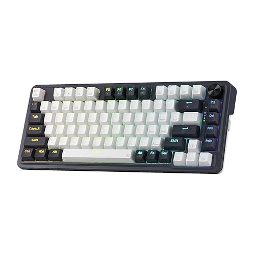 Redragon K673 PRO 75% Wireless Gasket RGB Gaming Keyboard, 3-Modes 81 Keys Compact Mechanical Keyboard Hot-Swap Socket, Dedicated Knob Control and 5-Layer Noise Dampening, Linear Red Switch