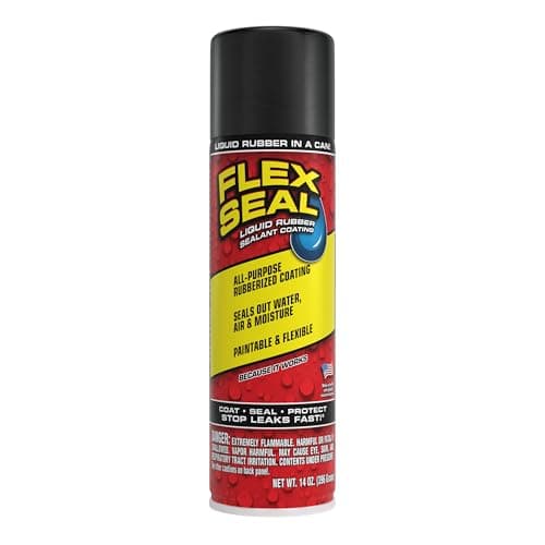 Flex Seal, 14 oz, Black, Stop Leaks Instantly, Waterproof Rubber Spray On Sealant Coating, Perfect for Gutters, Wood, RV, Campers, Roof Repair, Skylights, Windows, and More