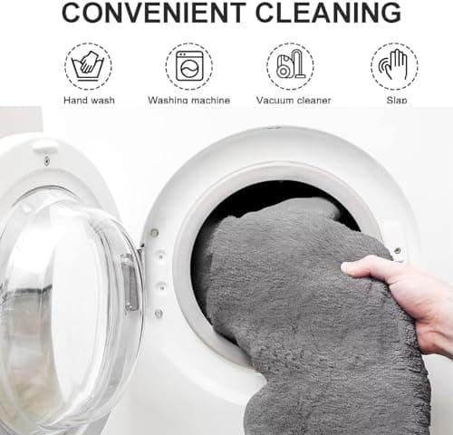 Bean Bag Chair Oversized Adult Plush Bean Bag Chair Cover Fluffy Faux Fur Washable DIY Soft Storage Seat for Reading, Gaming, Lounging, No fillers, Snow Black,5FT — view 2